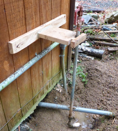Yard Tap Clamped In Wood