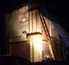 Site by night ICF with ladder